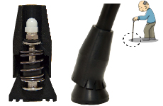 The tip of the rubber grasps the ground firmly.